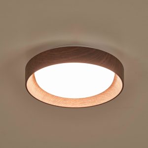 12W wood colored circular ceiling light, supporting three color dimming