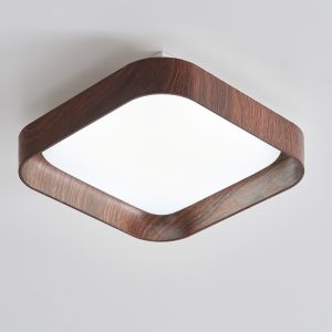 12W wooden square ceiling light, supporting three color dimming