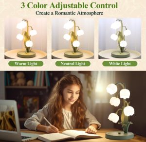 Linglan flower desk lamp with lily of the valley inspired shade