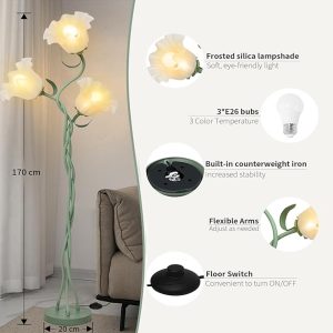 Bell orchid shaped floor lamp with orchid inspired shade
