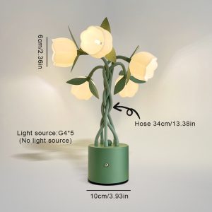 Five flower shaped desk lamp with five illuminated blooms